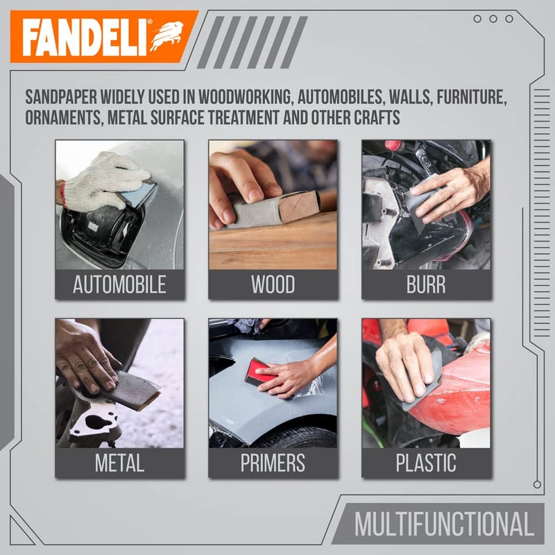 Fandeli | Waterproof Sandpaper | for Car Polishing, Wooden Furniture Sanding and Metal Sanding | Water Resistant (Assorted Grits (220, 320, 400)) - Image 5